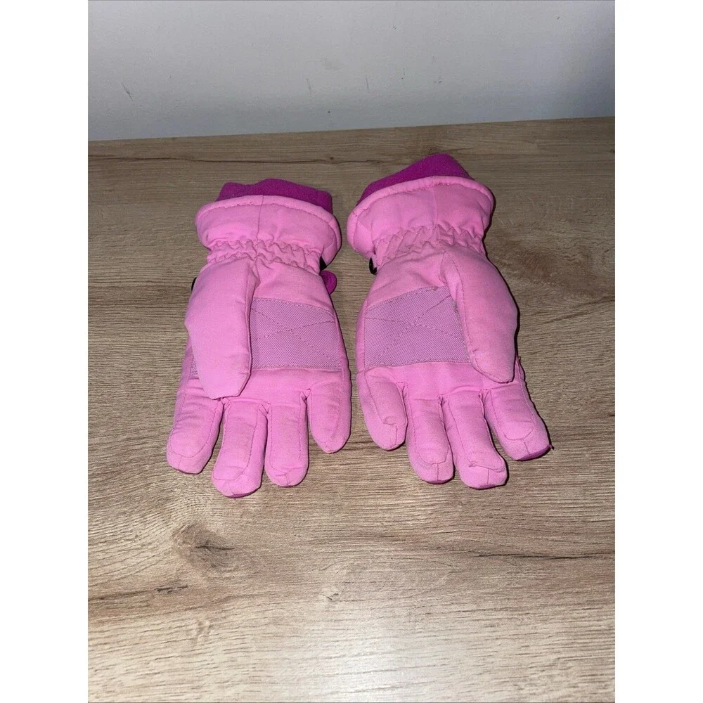 Athletech Girls Snow Gloves Medium M Pink Insulated Ski Gloves Fleece Lined